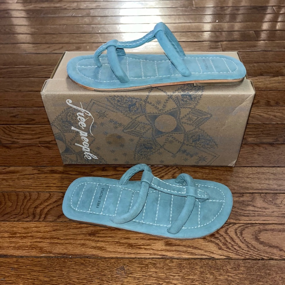 Free People Hadden Slide Sandals Stormy Sea Blue Gray Women's Size 10